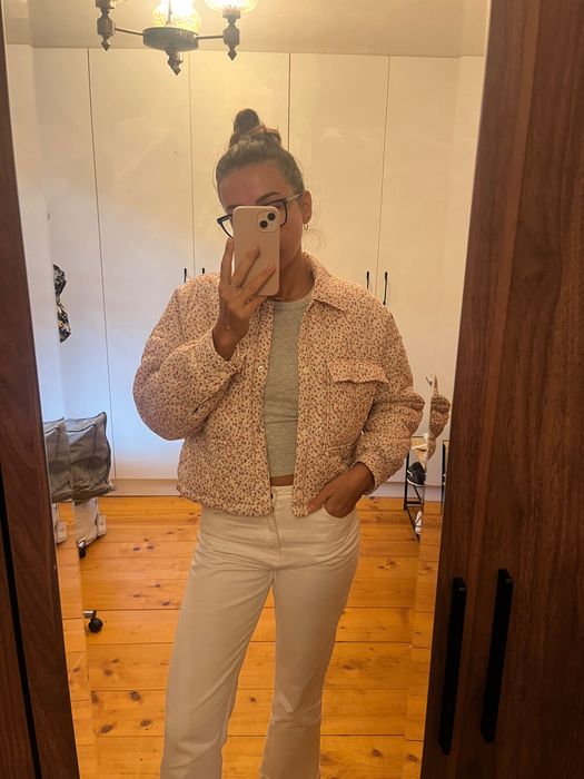 Geaca stil bomber cu design floral