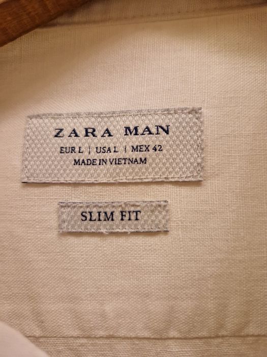 Бяла ленена риза Zara размер L