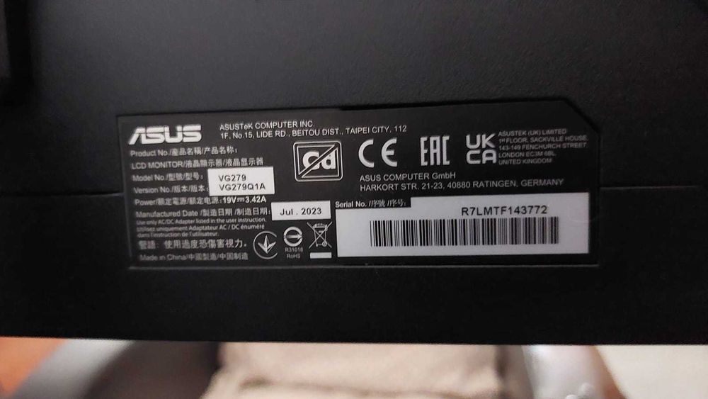 Monitor Gaming LED IPS ASUS TUF VG279Q1A, 27", Full HD, 165Hz, FSync