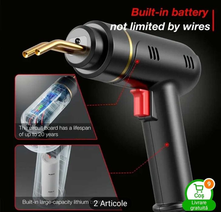 Pistol lipire plastic capse metalice, alimentare cablu sau acumulator