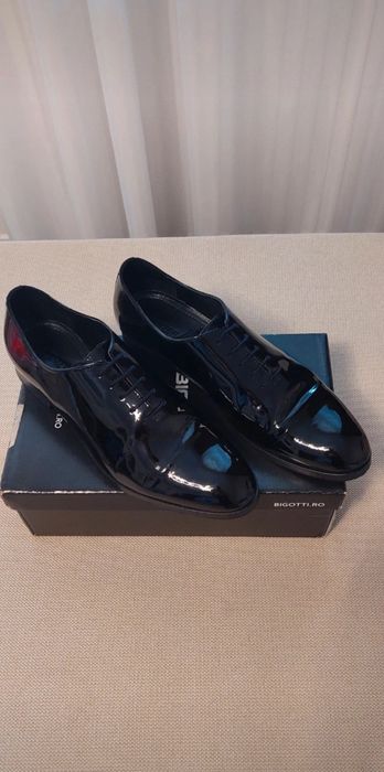Pantofi Bigotti ceremonie, negri, piele naturala, marimea 45