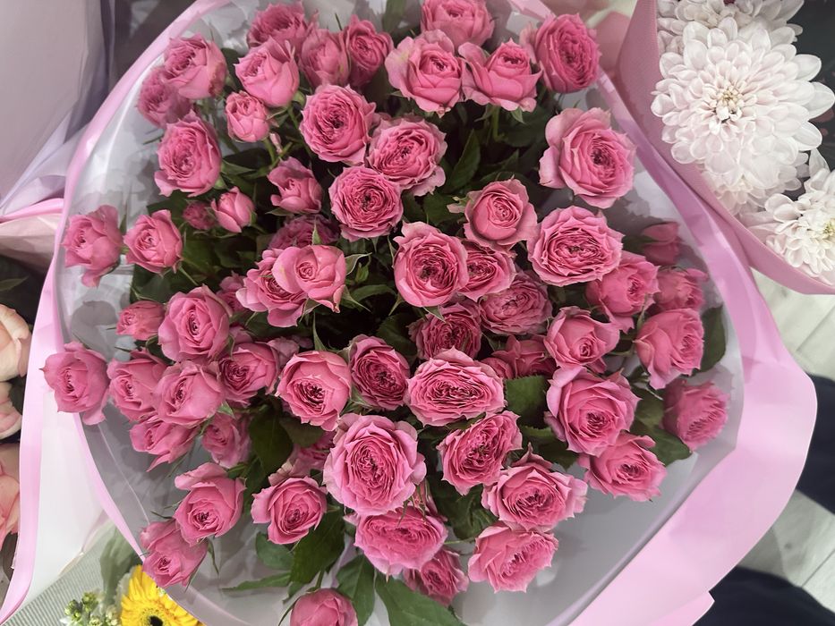 Свежие кустовые розы