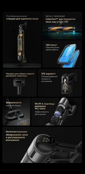 Вертикальный беспроводной пылесос Dreame Z40 Station для сухой и влажн