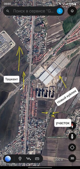 Продаётся участок в 500 м. от Qo’yliq Katta Bozori