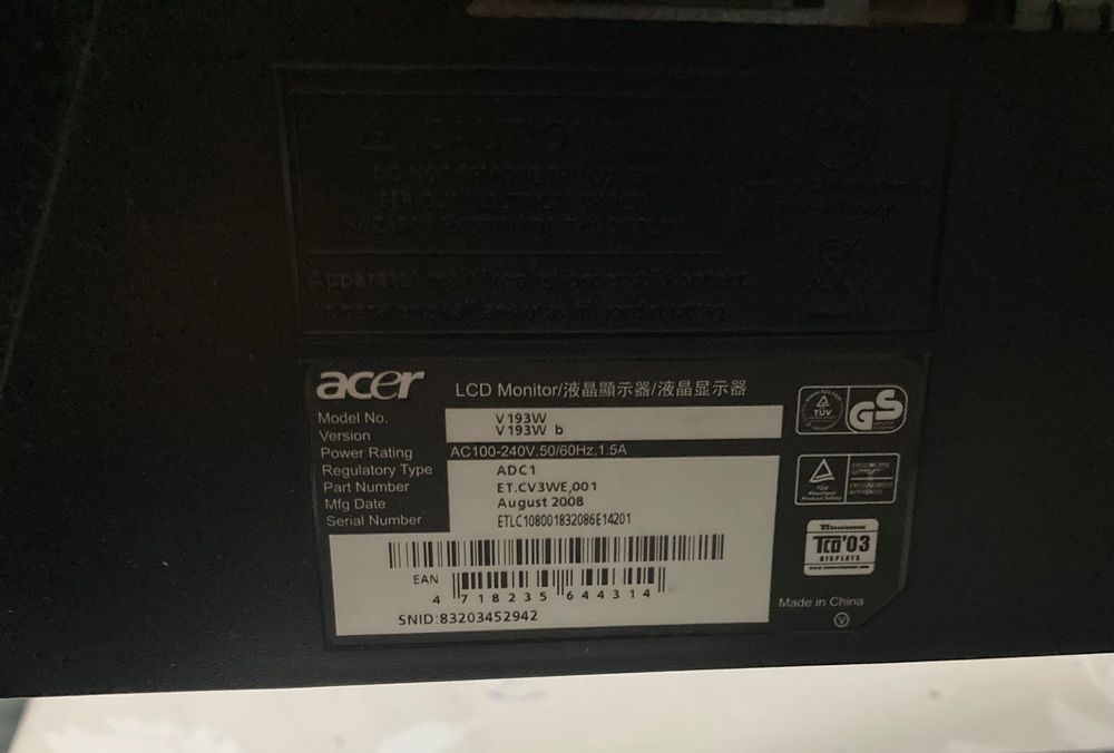 Монитор Acer V193W 19" б/у