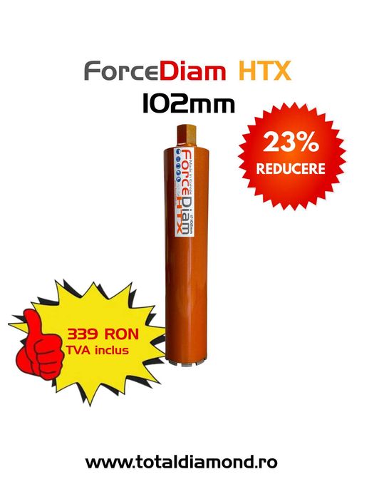 Ø102 Carota Diamantata pentru beton, ForceDiam HTX, Diametru 102mm,L 450mm