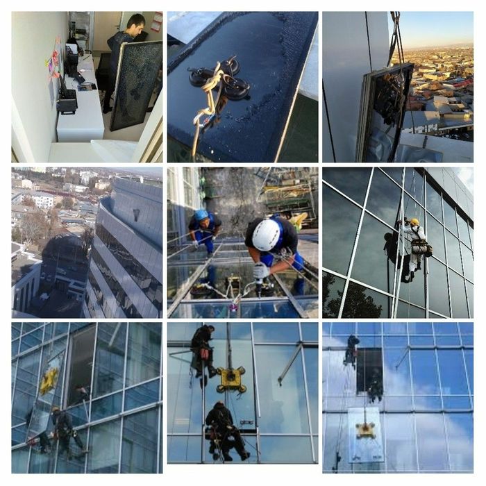Мойка окон, oyna yuvish, стеклянных зданий, высотники, альпинисты