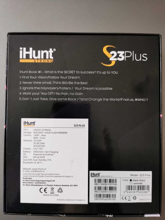 Vând telefon iHunt S23 Plus, dualSIM, Android 13, baterie 5000mAh, nou