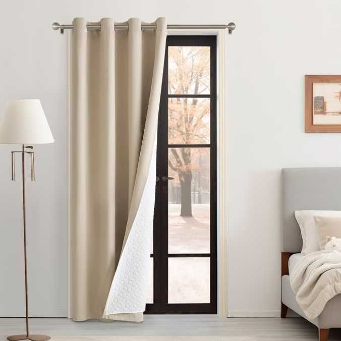 Perdea termica MIULEE, 100x200 cm, opaca, 2 straturi, bej