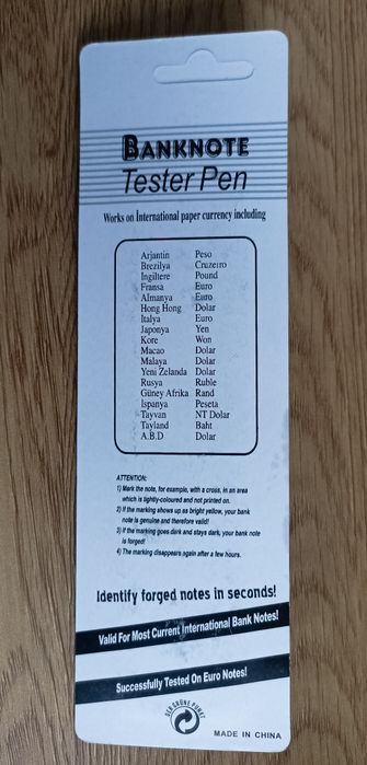 Маркер за проверка на Евро банкноти