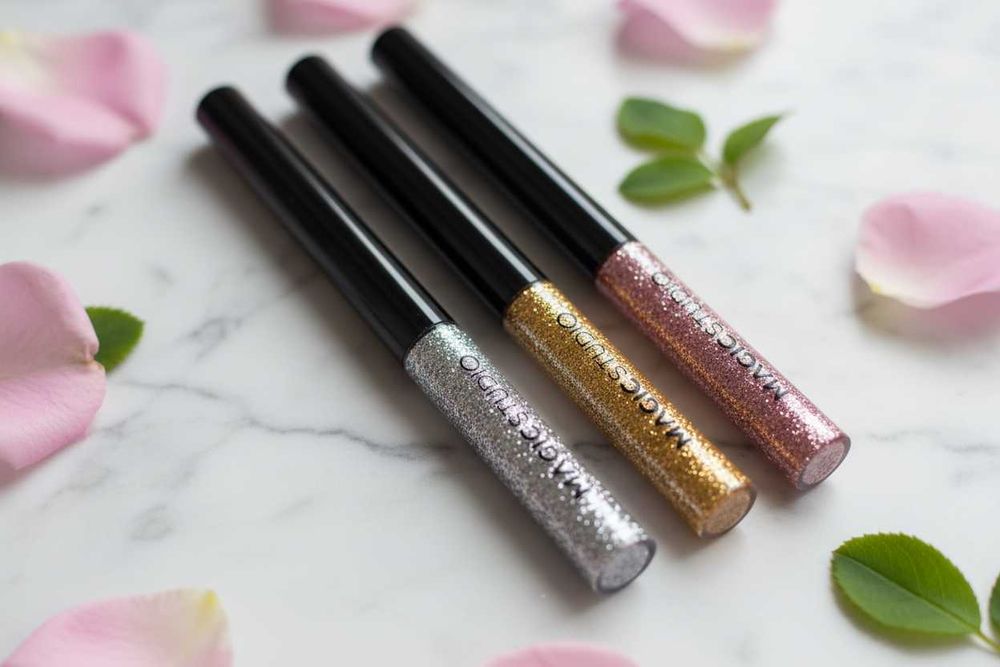 Set 3 bucati Eyeliner liquid Glitter Magic Studio 24192, argintiu, auriu, roz, 10.5 ml