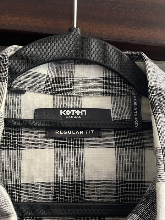 Camasa barbati Koton in carouri gri cu alb - marimea L
