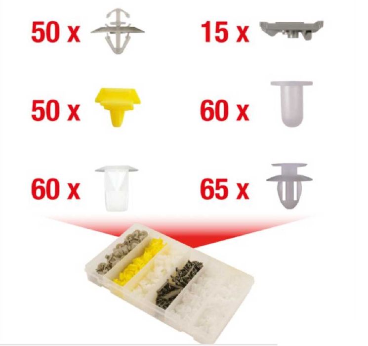 Крепежни елементи и щипки за RENAULT кутия - 300 бр.