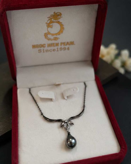 Колье с таитянским жемчугом, серебро 925, Ngoc Hien Pearl
