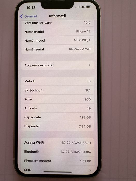 Iphone 13 roz, 128 GB