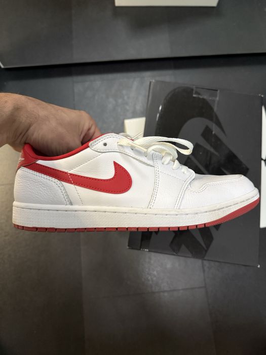 Nike jordan 1 low og white/red размер 44,5