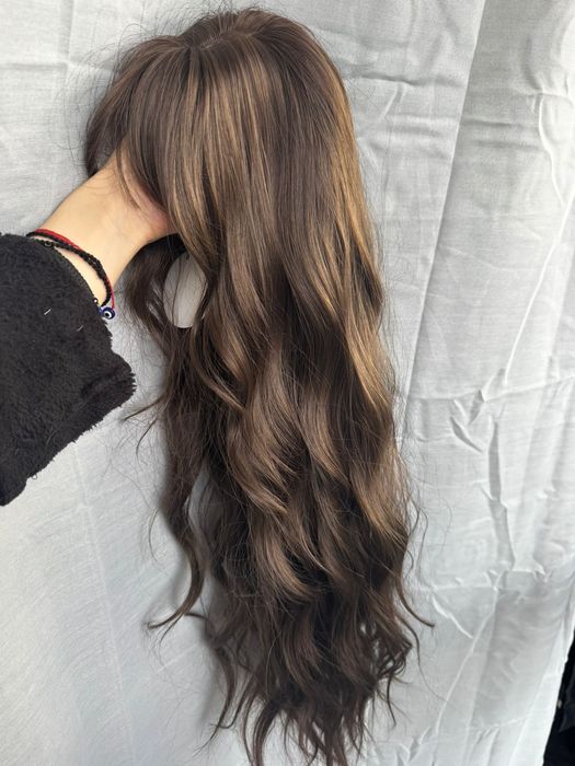 НОВА Кафява естествена перука! 100% високо качество