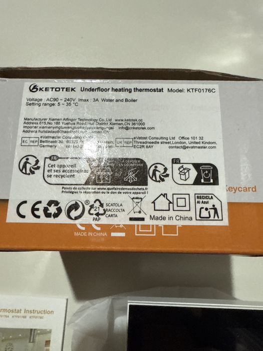 Termostat Ketotek Smart Wifi Pardoseala KTF0176C încălzire pardoseală