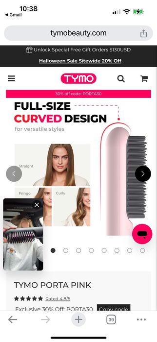 Почти неупотребявана мини четка за стилизиране на коса. Безкабелна.