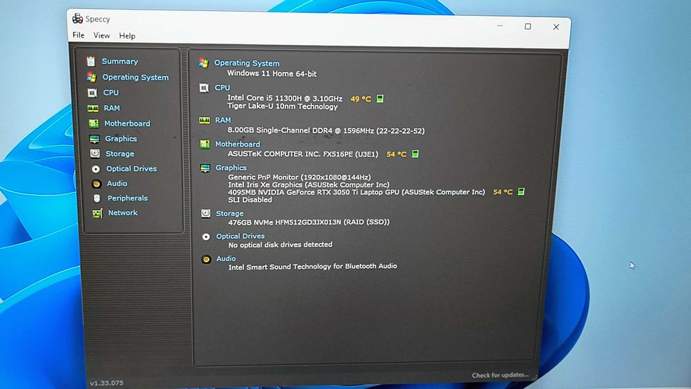 laptop gaming asus tuf f15 i5 11300h rtx 3050Ti 8gb ram ssd 512gb