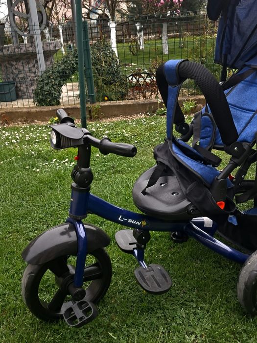 Tricicletă pentru copii, model tip cărucior (3 în 1), foarte practică