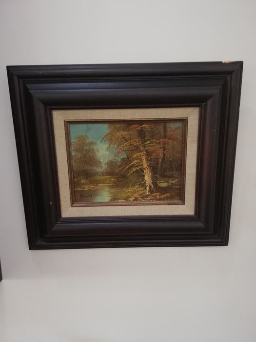 Много красива стара картина. Масло.