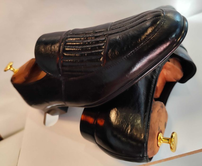 Pantofi loafer penny 44 de lux HUMANIC NOI lucrati manual piele naturala negru