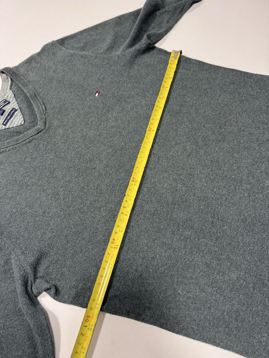 Pulover cu guler in V Tommy Hilfiger green