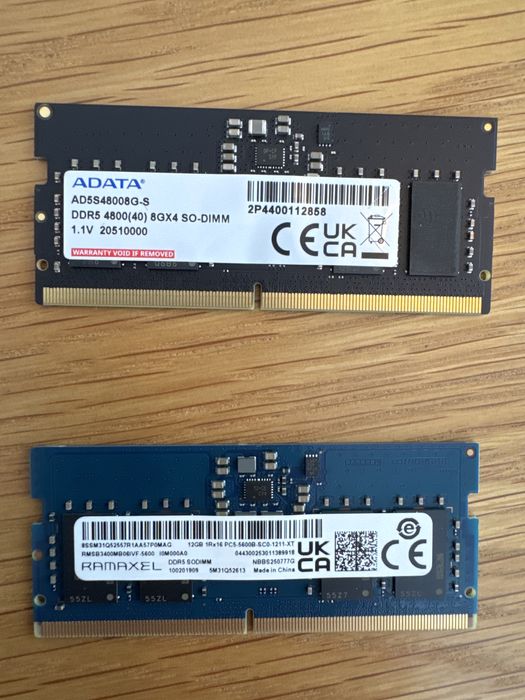 Memorii ram DDR5 laptop o bucata- 12 gb- 5600 / 8 gb-4800