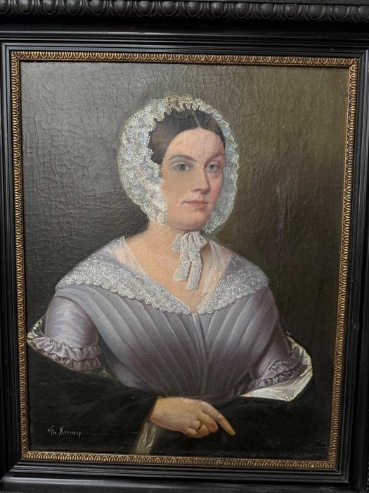 Pictura portret de doamnă în costum de epocă