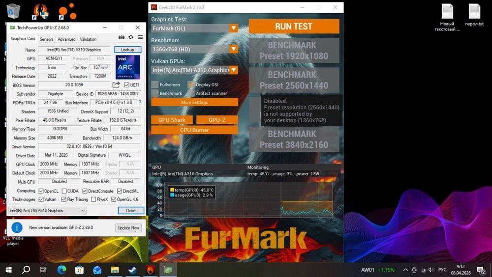 Видеокарта Intel Arc A310 Gigabyte 4GB