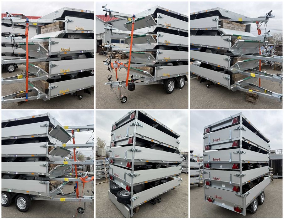 Remorca auto Eduard 750kg, obloane aluminiu, 1 ax / 2 axe, rabatare ALTA