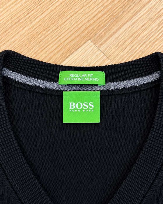 Cardigan BOSS Hugo Boss Green bărbați, negru, lână merinos extrafină, Regular Fit, mărimea M