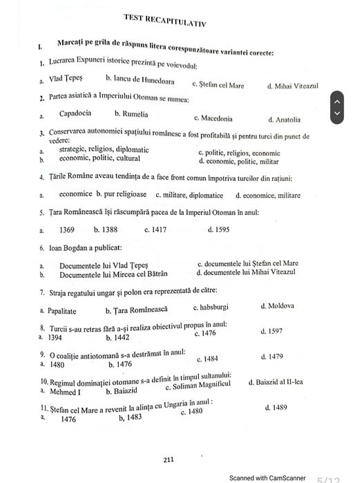 Materie + Teste  pentru testarea la Istorie ANP