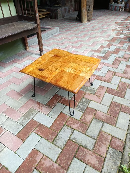 Masa cafea stejar și picioare metalice diferite