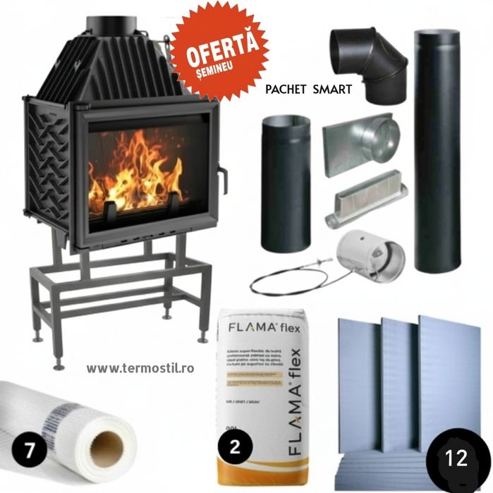 OFERTĂ Șemineu fontă 18 kw / 150 kg / Focar