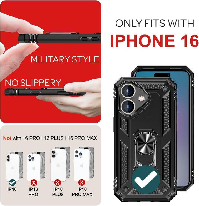 Удароустойчив Кейс RingCase за Apple iPhone 16 - Супер защита