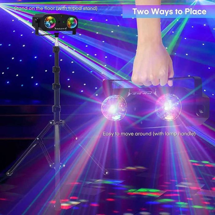 Disco Lights, 5-in-1 Led DJ Light with Tripod Stand