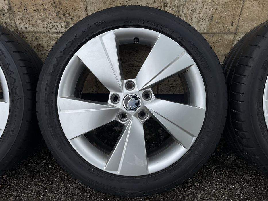 Jante Roti 17 Originale 5X112 Skoda Octavia 2 3 Superb Seat Leon VW Golf 8 7 6 5 Jetta Caddy Touran Anvelope vara 225 45 R17