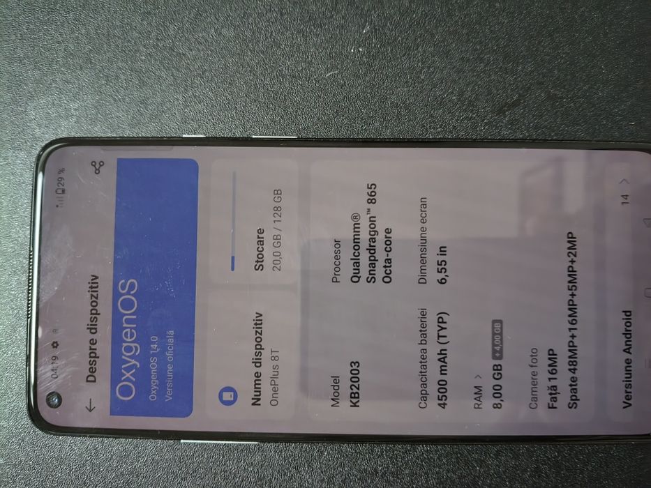 Telefon One plus 8T, stare foarte bună, cutie, funcționează perfect.