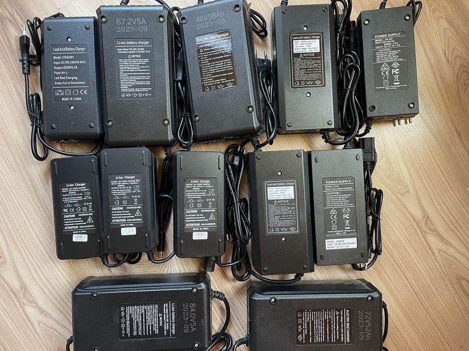 Зарядни у-ва 24V 36V 42V 48V 54.6V 58.8V 60V 67.2V 72V 84V