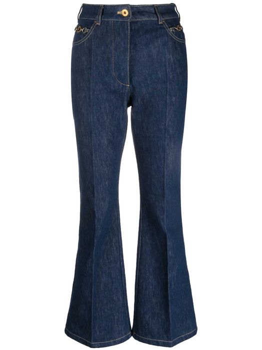 patou jeans blue navy gold details high waist new