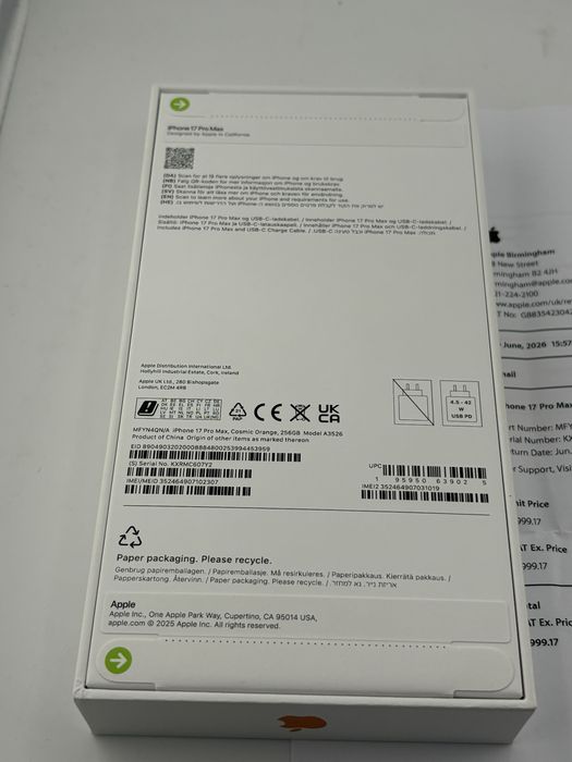17 Pro Max, sigilat, factura APPLE STORE, garantie 24 luni