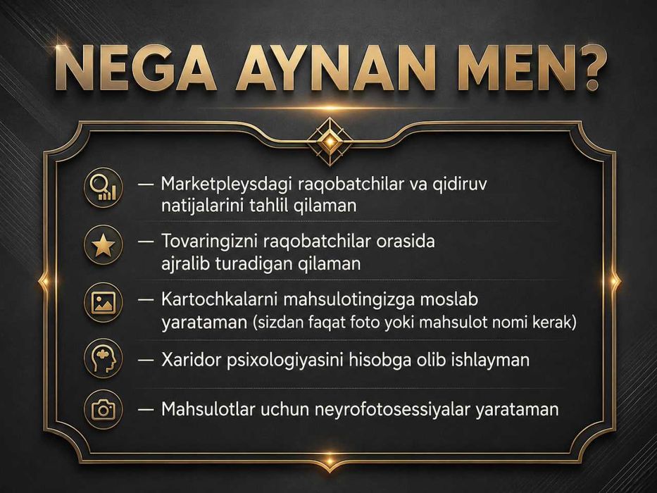 Infografika xizmati UZUM, OZON, WILDBERRIES tovarlari uchun