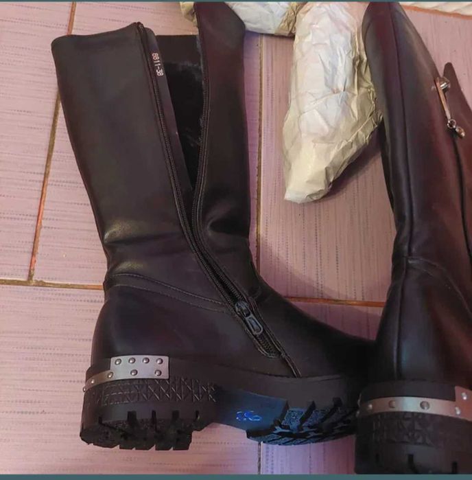 Cizme lungi blanite casual