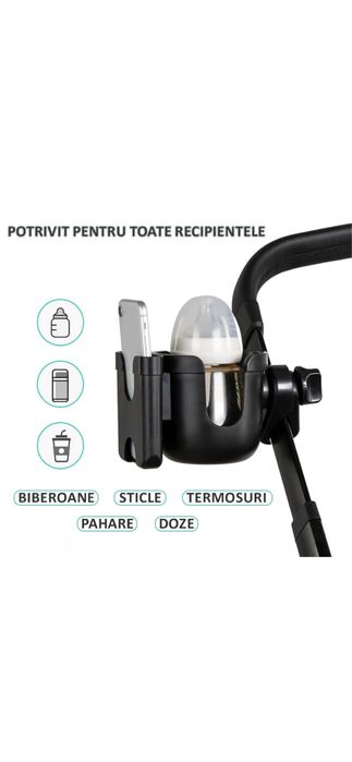 Suport pahar si telefon pentru carucior bebe