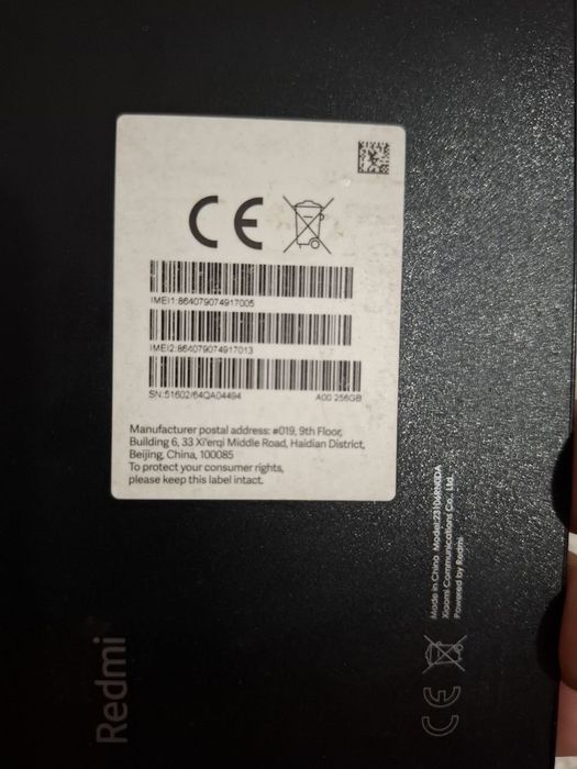 RedMi 13C karobka dakument bor