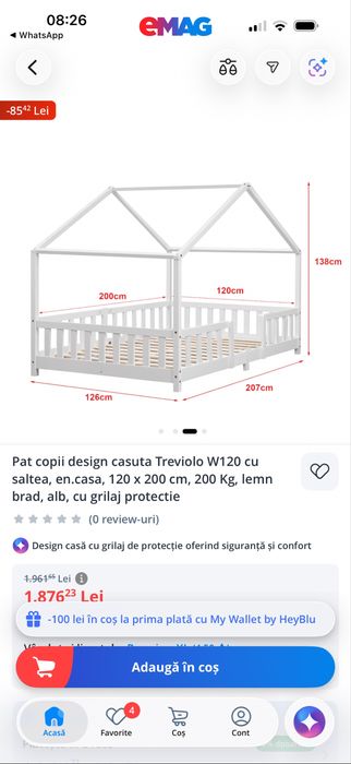 Pat copii design casuta