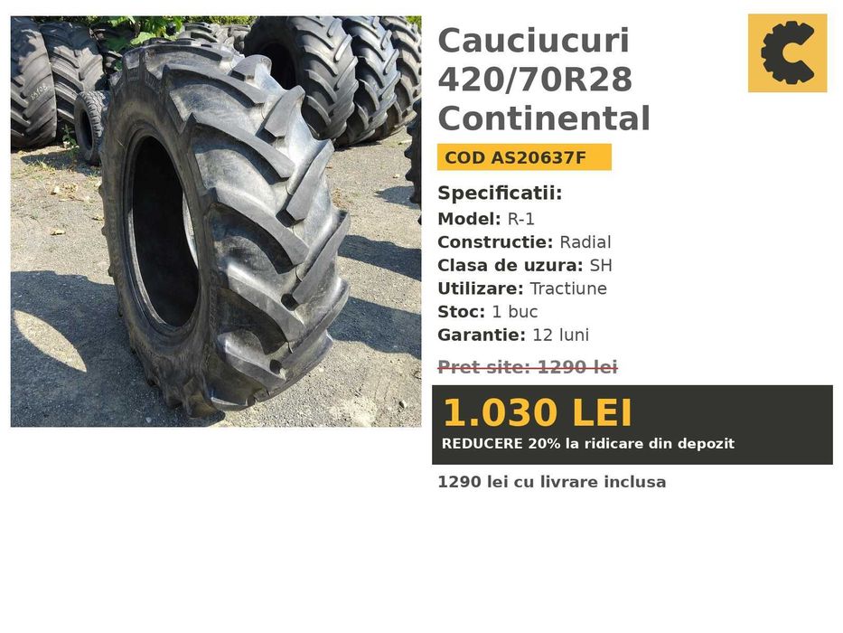 Cauciucuri 420/70R28 Continental Anvelope Tractor SH FACTURA TVA