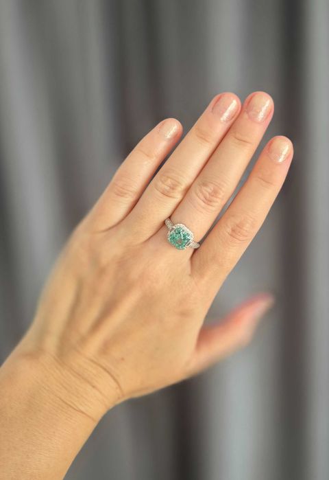 Inel din argint 925 cu piatră verde transparentă